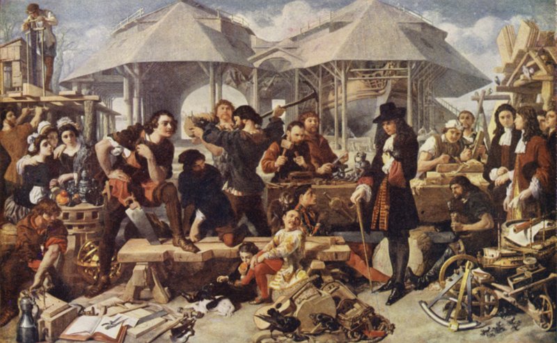 Peter the Great at Deptford Dockyard, London by Daniel after Maclise