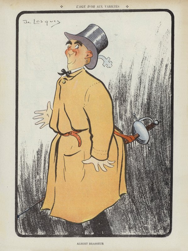 Albert Brasseur, French Comedian and Operetta Singer (Illustration for Le Rire) by Daniel de Losques