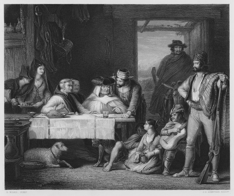 A Guerilla Council of War, in a Spanish Posado, the Picture in the Royal Collection by David (after) Wilkie