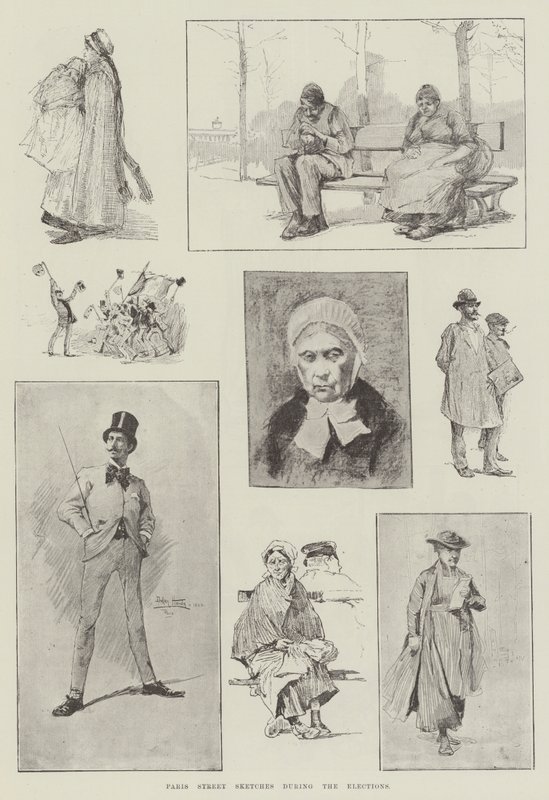 Paris Street Sketches during the Elections by David Hardy