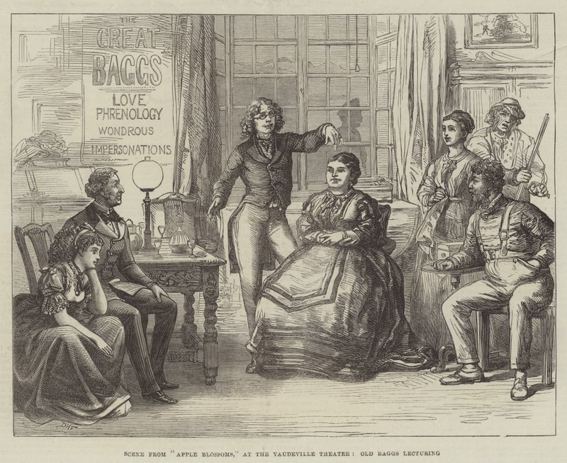 Scene from Apple Blossoms, at the Vaudeville Theatre, Old Baggs lecturing by David Henry Friston
