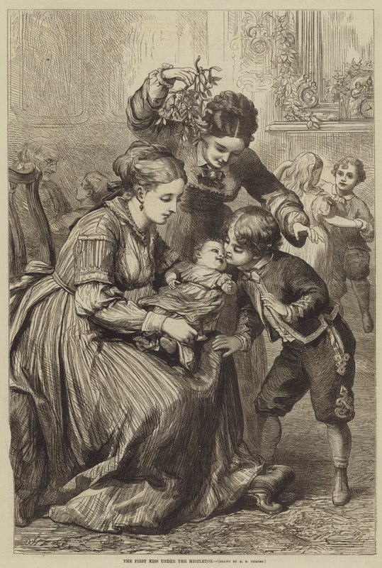 The First Kiss under the Mistletoe by David Henry Friston