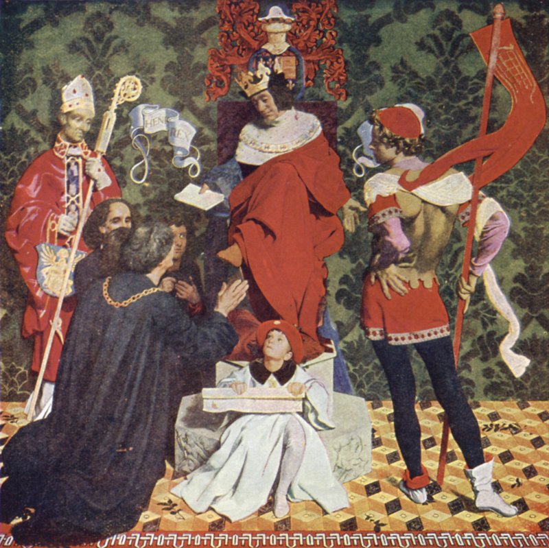 John Cabot and his sons receiving the Charter from King Henry VII to sail in search of New Lands by Denis William Eden