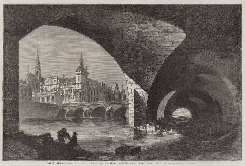 Paris Improvements, the Palais de Justice, Sainte Chapelle, and Pont au Change by Dieudonne Auguste Lancelot