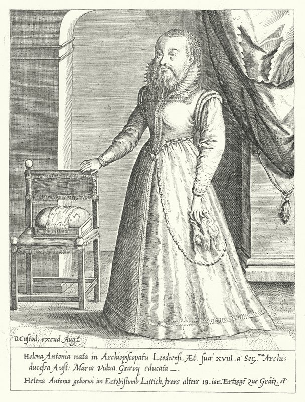 Helena Antonia of Liege, the bearded female court dwarf of Maria of Austria, Holy Roman Empress by Dominicus or Custodis Custos