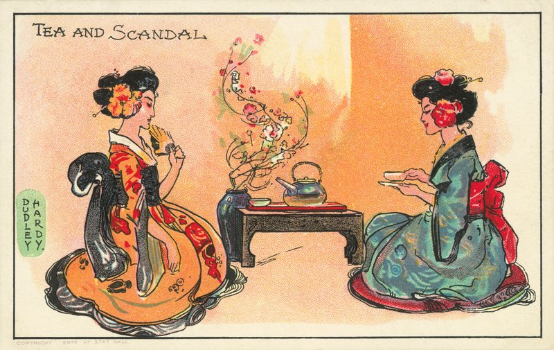 Tea and scandal: two Japanese women drinking tea by Dudley Hardy