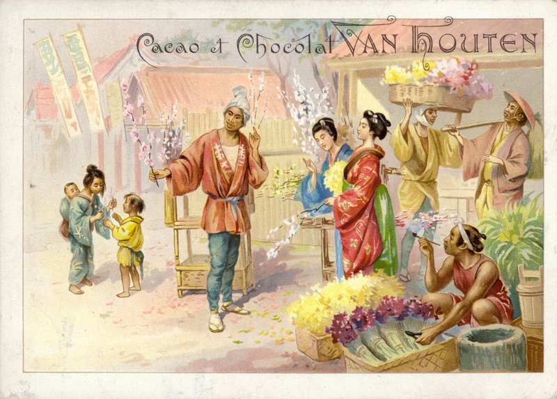 Chinese flower vendors by Dutch School