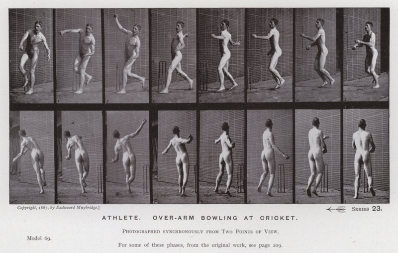 The Human Figure in Motion: Athlete, Over-Arm Bowling at Cricket by Eadweard Muybridge