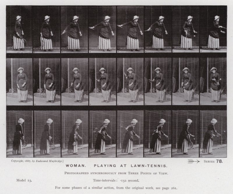 The Human Figure in Motion: Woman, playing at lawn-tennis by Eadweard Muybridge