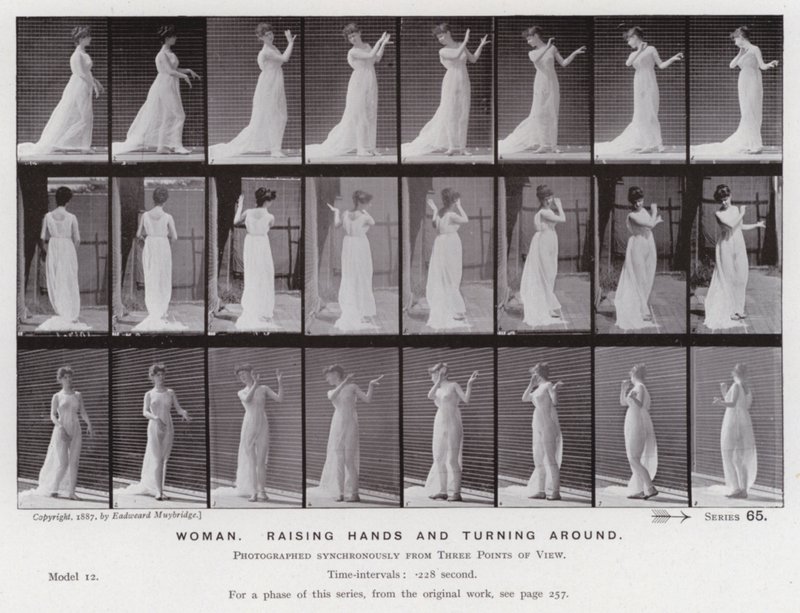 The Human Figure in Motion: Woman, raising hands and turning around by Eadweard Muybridge