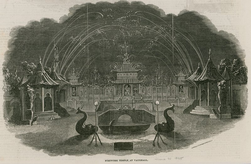 Fireworks Temple at Royal Vauxhall Gardens, London by Ebenezer Landells