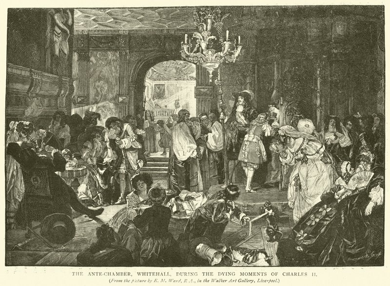 The Ante-Chamber, Whitehall, During the Dying Moments of Charles II by Edgar Melville Ward