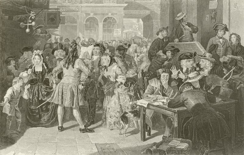 The South Sea Bubble, London by Edgar Melville after Ward