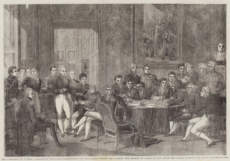 The Congress of Vienna, Sitting of the Plenipotentiaries of the Eight Powers who signed the Treaty of Paris, in 1815 by Edmond Morin
