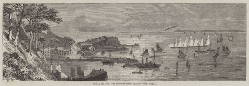 Torbay Regatta, the Schooner-Yachts Starting from Torquay by Edmund Morison Wimperis
