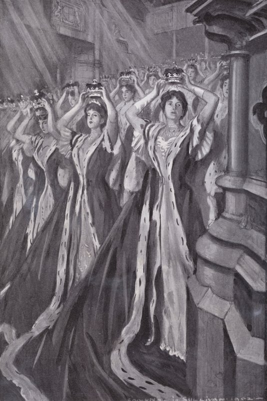 Peeresses Putting on Their Coronets at the Coronation of Queen Alexandra, Consort of King Edward VII, Westminster Abbey, London by Edmund Joseph (after) Sullivan