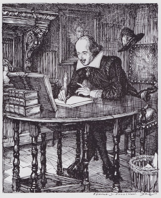 Shakespeare in his study by Edmund Joseph (after) Sullivan