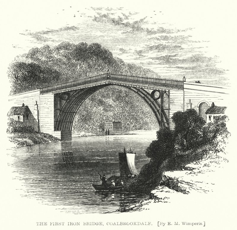 The First Iron Bridge, Coalbrookdale by Edmund Morison (after) Wimperis