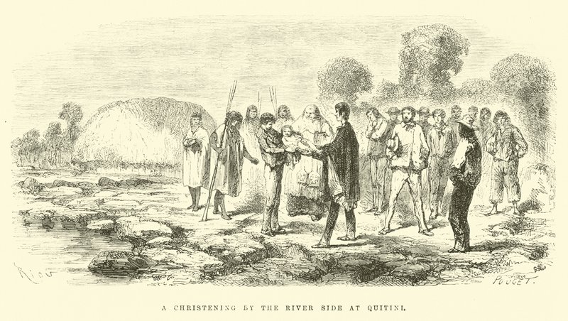A Christening by the Riverside at Quitini by Edouard Riou