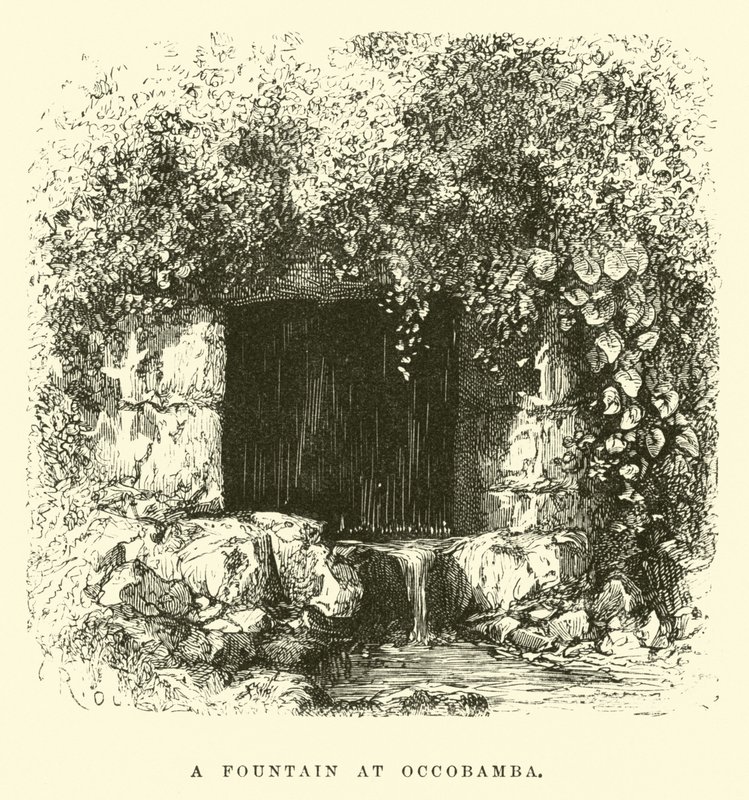 A fountain at Occobamba by Edouard Riou