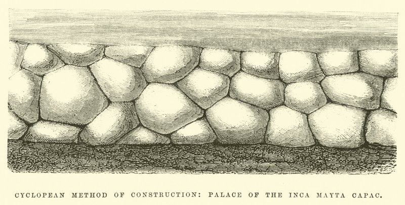 Cyclopean Method of Construction, Palace of the Inca Mayta Capac by Edouard Riou