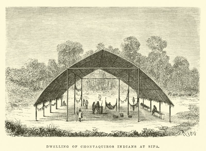 Dwelling of Chontaquiros Indians at Sipa by Edouard Riou