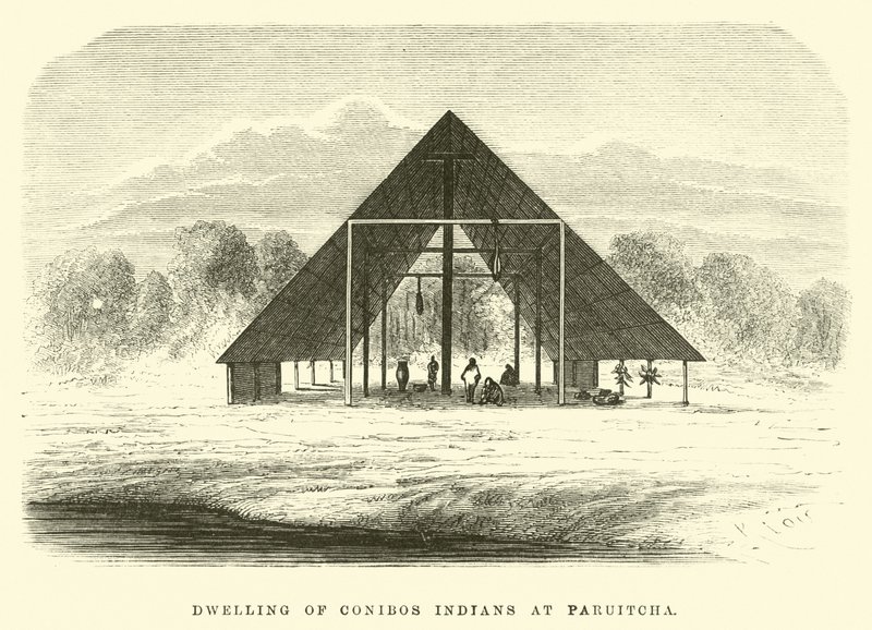Dwelling of Conibos Indians at Paruitcha by Edouard Riou