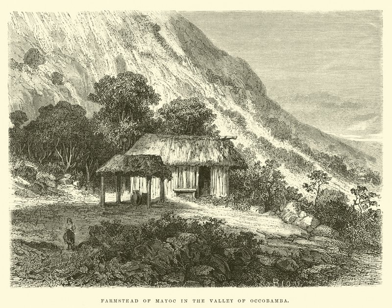 Farmstead of Mayoc in the Valley of Occobamba by Edouard Riou
