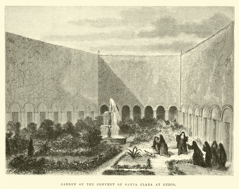 Garden of the Convent of Santa Clara at Cuzco by Edouard Riou