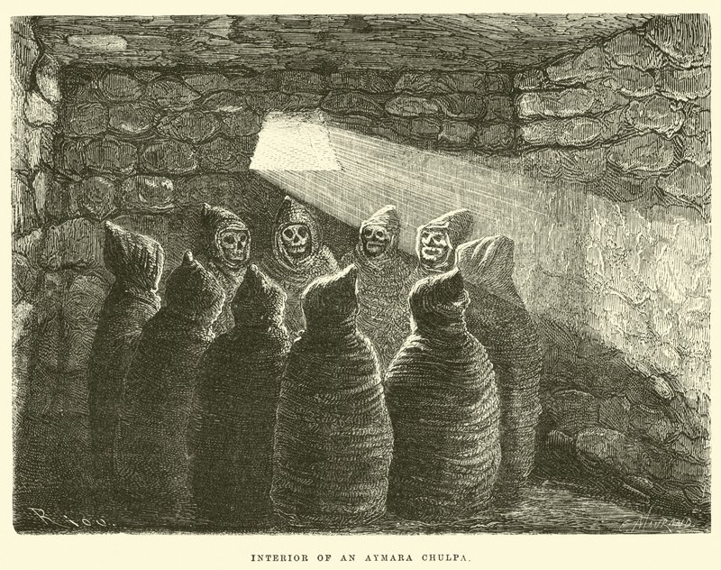 Interior of an Aymara Chulpa by Edouard Riou