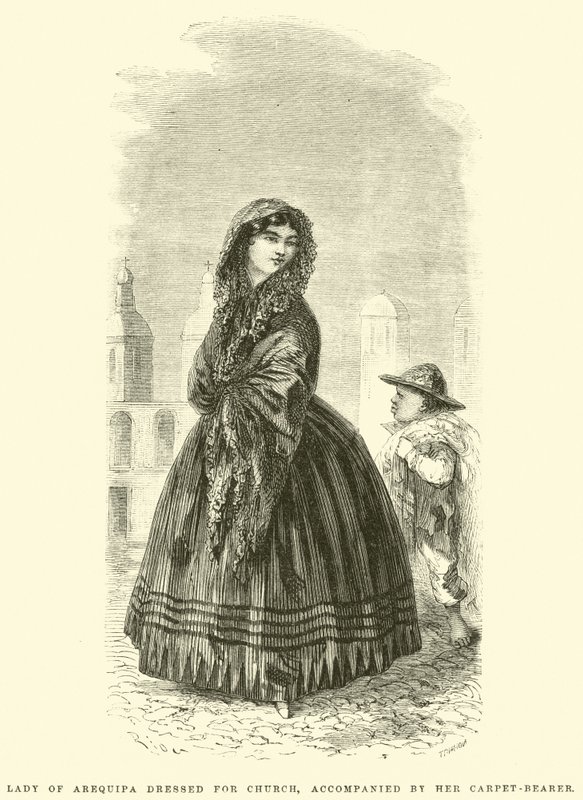Lady of Arequipa dressed for church, accompanied by her carpet-bearer by Edouard Riou