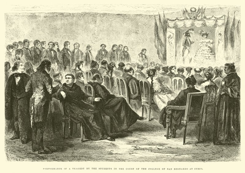 Performance of a Tragedy by the Students in the Court of the College of San Bernardo at Cuzco by Edouard Riou