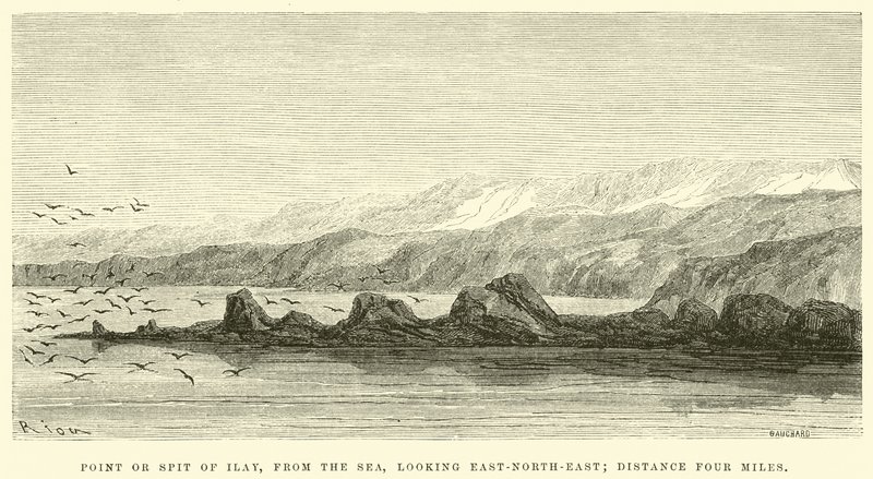 Point or Spit of Ilay, from the Sea, Looking East-North-East; Distance Four Miles by Edouard Riou