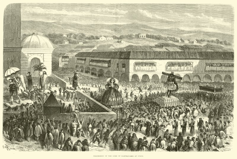 Procession of the Lord of Earthquakes at Cuzco by Edouard Riou