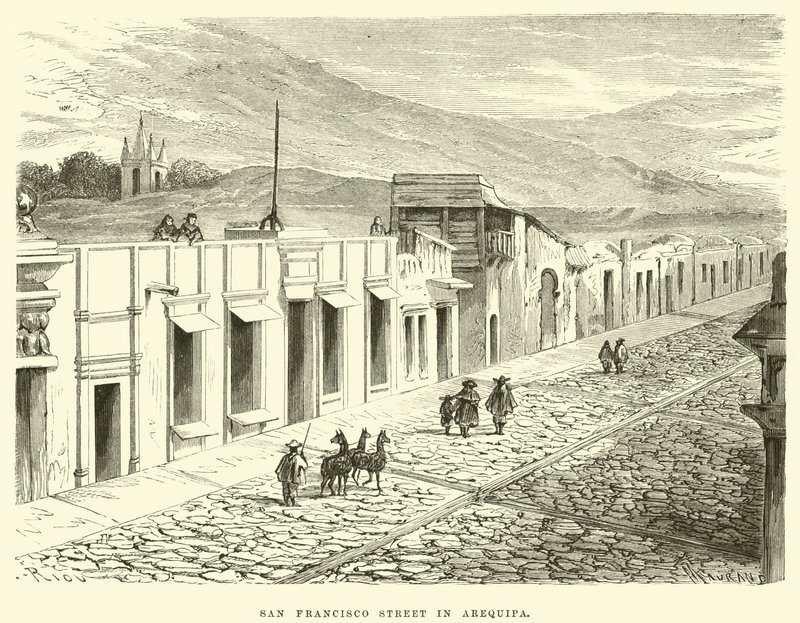 San Francisco Street in Arequipa by Edouard Riou