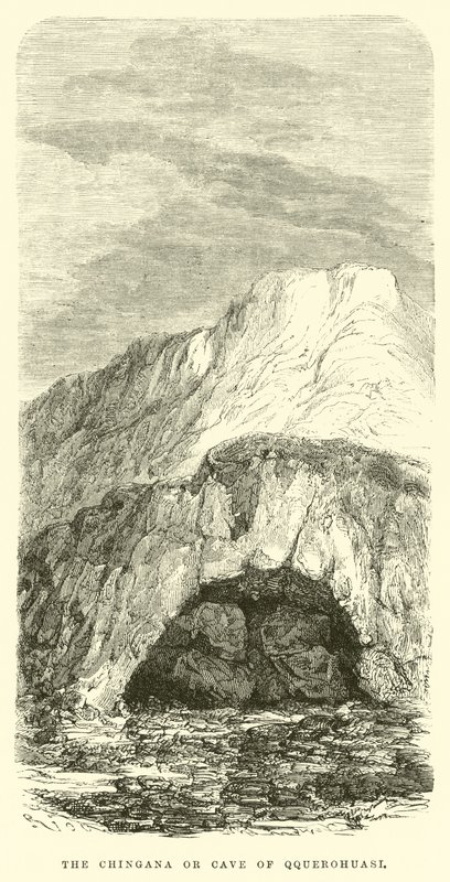 The Chingana or cave of Qquerohuasi by Edouard Riou