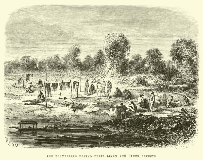 The Travellers Drying Their Linen and Other Effects by Edouard Riou