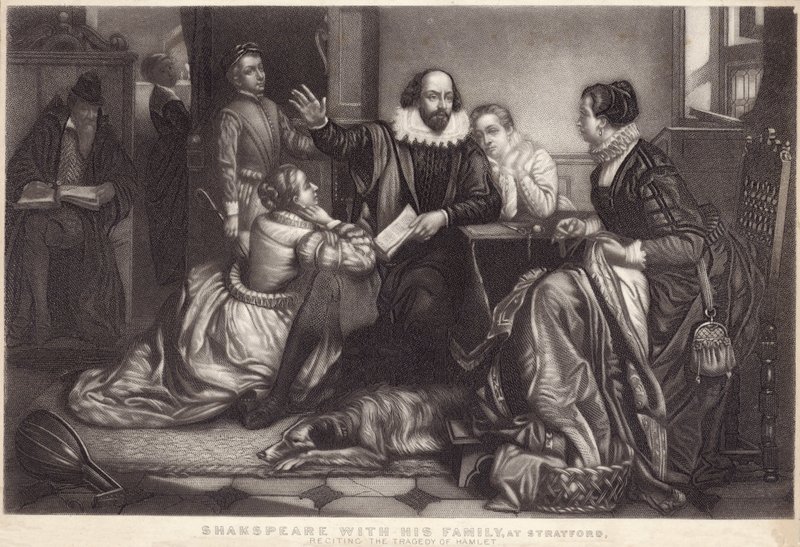 Shakespeare with His Family at Stratford on Avon, Reciting the Tragedy of Hamlet by Edouard Jean Conrad Hamman