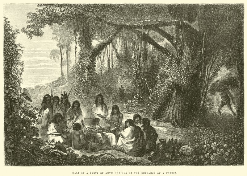 Halt of a Party of Antis Indians at the Entrance of a Forest by Edouard Riou