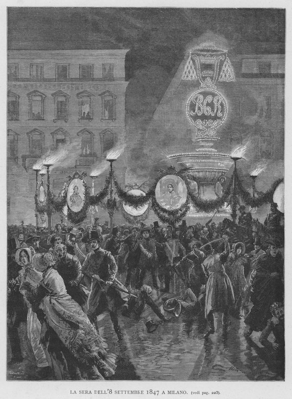 The Evening of September 8, 1847 in Milan (engraving) by Edouardo Matania