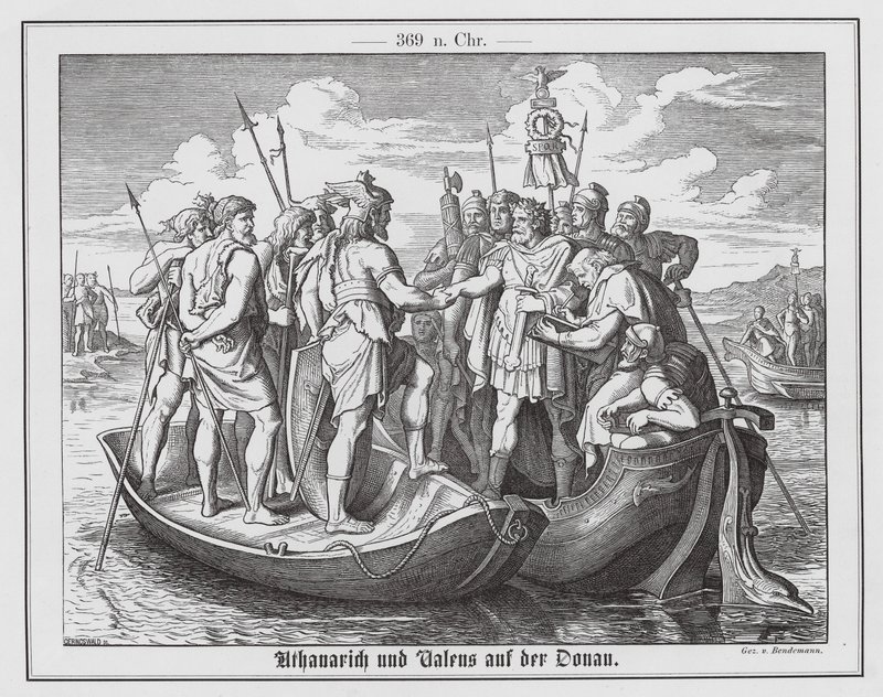 Meeting of the Roman Emperor Valens and the Visigothic King Athanaric on the Danube, 369 by Eduard Bendemann
