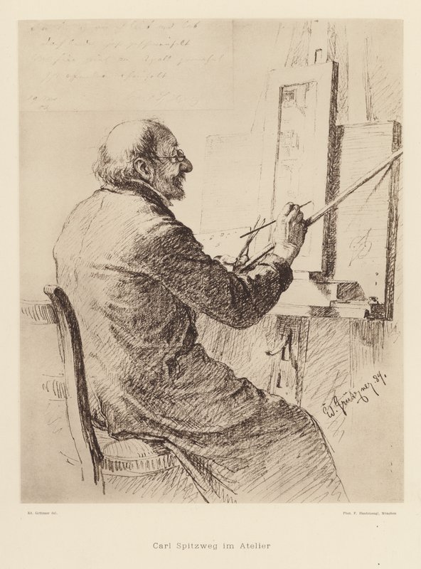 Portrait of Carl Spitzweg, German Romantic painter by Eduard von (after) Grutzner