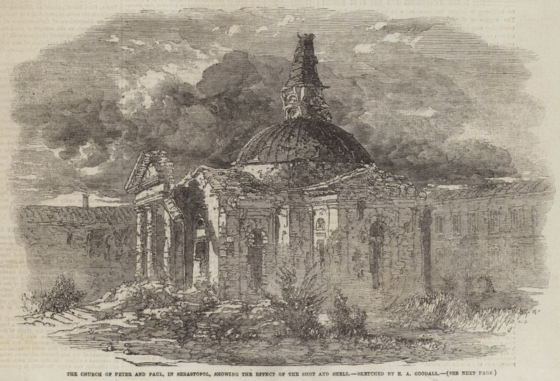 The Church of Peter and Paul, in Sebastopol, Showing the Effect of the Shot and Shell by Edward Angelo Goodall
