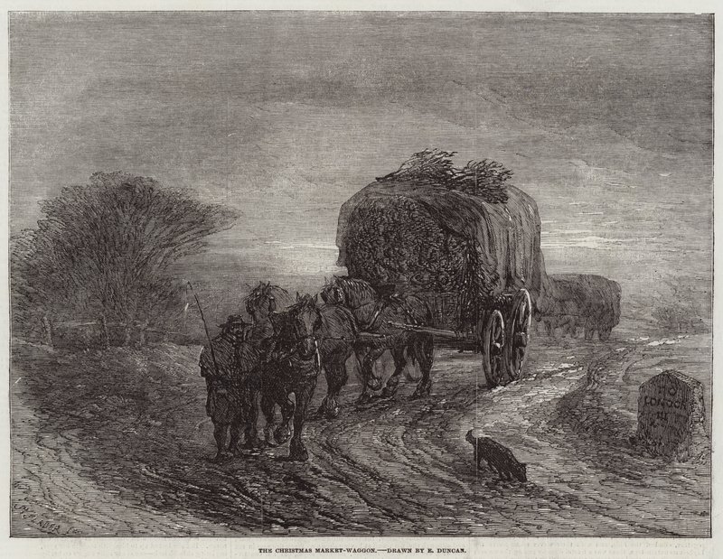 The Christmas Market-Wagon by Edward Duncan