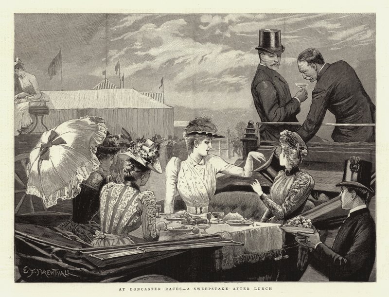 At Doncaster Races, a Sweepstake after Lunch by Edward Frederick Brewtnall