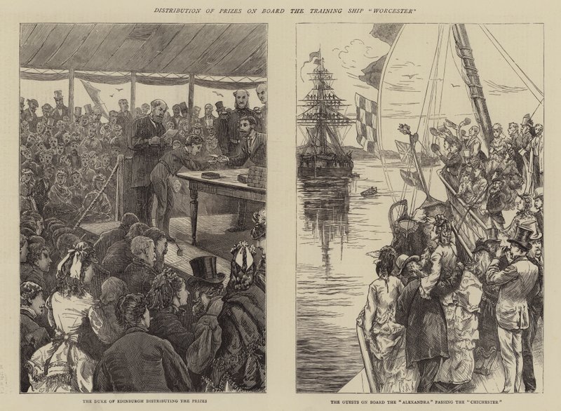 Distribution of Prizes on Board the Training Ship Worcester by Edward Frederick Brewtnall