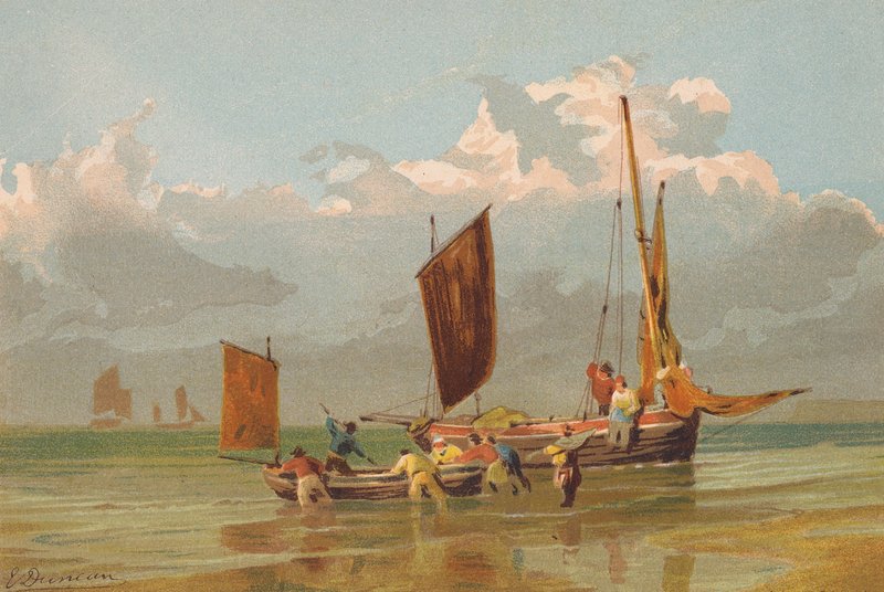 Fishing Boats Going Out, Off Norfolk by Edward (after) Duncan