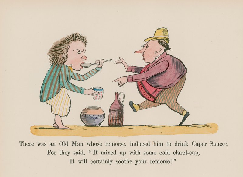There was an Old Man whose remorse induced him to drink Caper Sauce by Edward (after) Lear