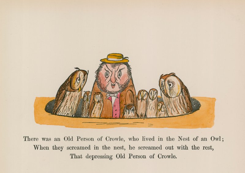 There was an Old Person of Crowle, who lived in the Nest of an Owl by Edward (after) Lear