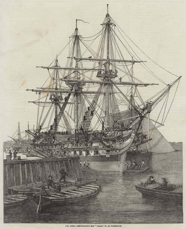 HM Screw Line-of-Battle Ship Caesar, 90, at Portsmouth by Edward Duncan